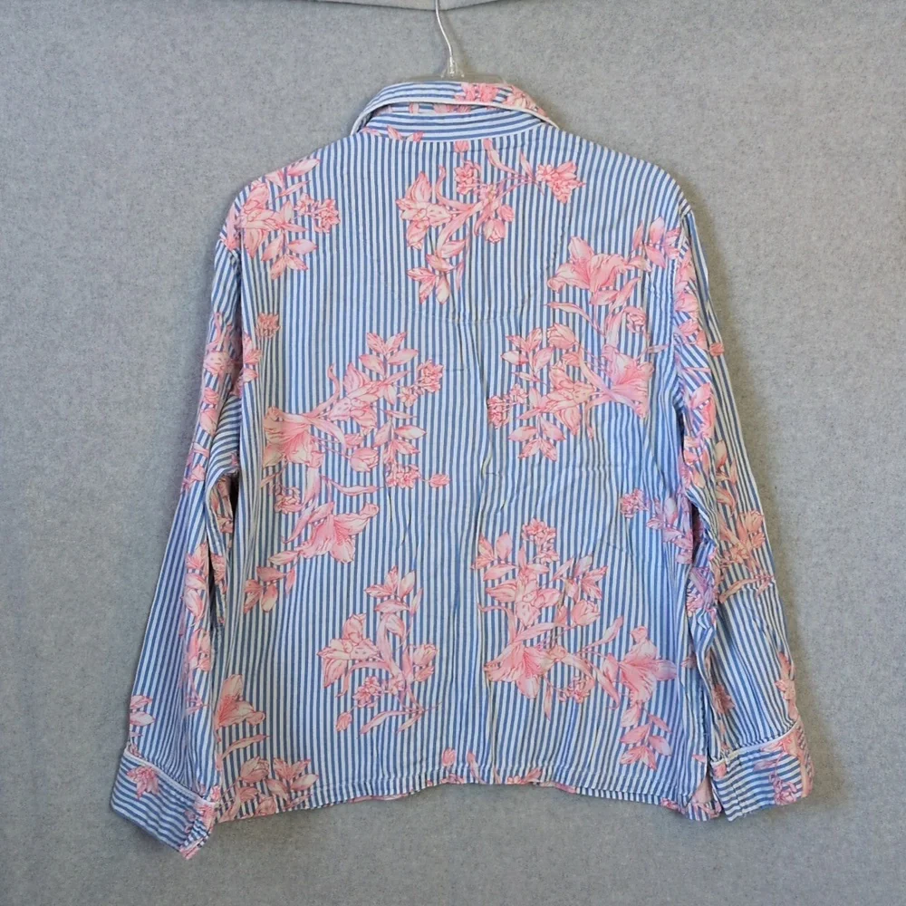 Lauren Ralph Lauren Blue & Pink Striped Floral Pajama Set